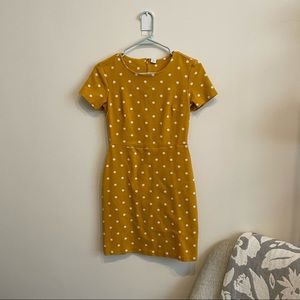 Old Navy Polka Dot Fitted Yellow T-shirt Dress